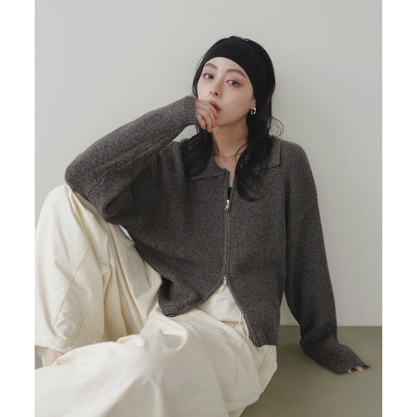 「LIAN」 ニットカーディガン FREE チャコールグレー レディース