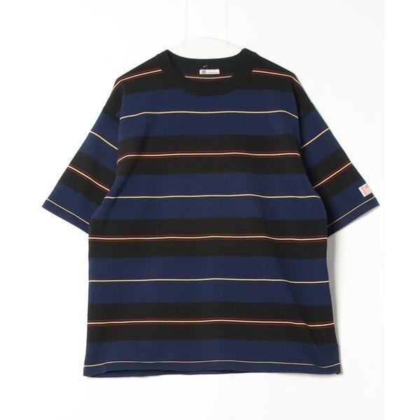 「Java」 ボーダー柄7分袖ニット M ネイビー レディース