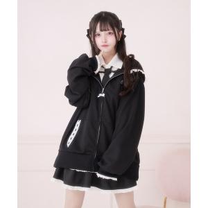 カーディガン コットンレース付きパーカー レディース