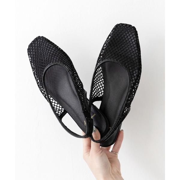 サンダル スクエアトゥ バックストラップ メッシュサンダル レディース