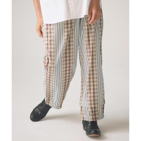 パンツ mp14757-jacquard check-stripe easy pants イージーパ...