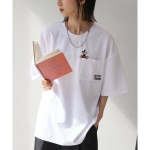 tシャツ 「Disney/ディズニー」アムンゼン ポケット付き ロゴ 半袖Tシャツ メンズ レディース