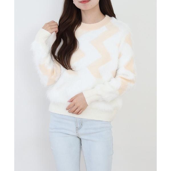 ニット セーター グラデーション ジグザクシャギー ニットプルオーバー レディース