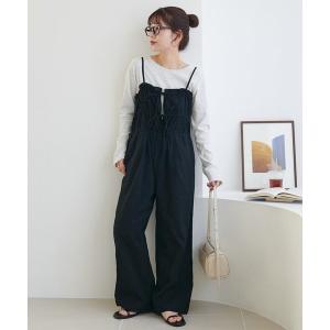 オールインワン 「India」コットンリネンギャザーリボンキャミサロペット レディース｜ZOZOTOWN Yahoo!店