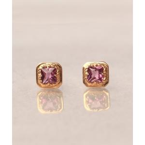 ピアス 「WEB限定」K18vermeil スクエア 天然石ピアス レディース