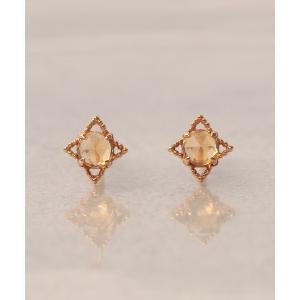ピアス 「WEB限定」K18vermeil 透かし 天然石ピアス レディース
