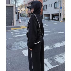 トレーナー スウェット 「ONLINE限定/丈が選べる」配色ロゴ裏毛パーカーセットアップ レディース