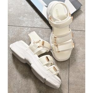 サンダル 金具使い厚底サンダル レディース