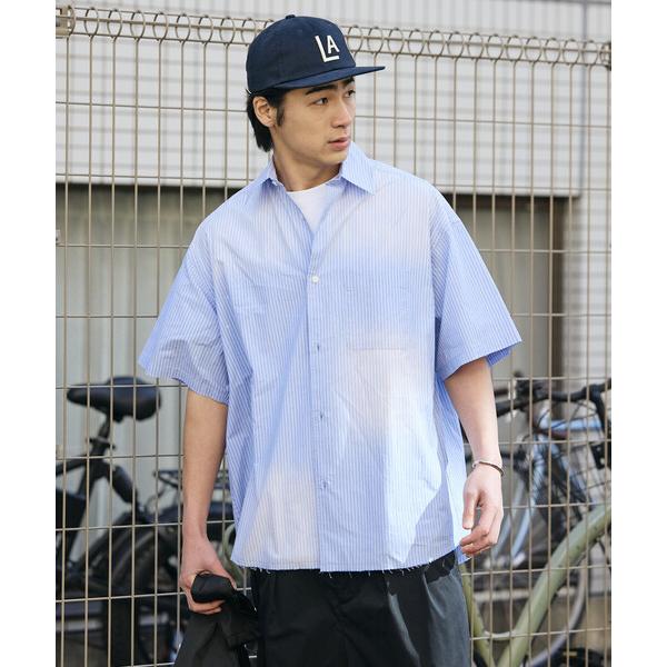 シャツ 限定展開 ビッグシルエット ダメージ加工 レギュラーカラー S/S シャツ/チェック/ストラ...