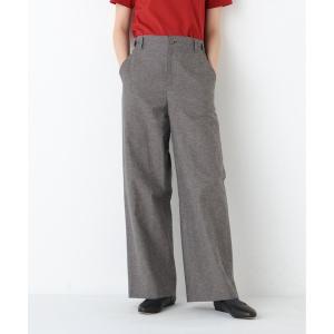 パンツ 「定番素材/ウォッシャブル」綿麻シャンブレーセミワイドパンツ レディース