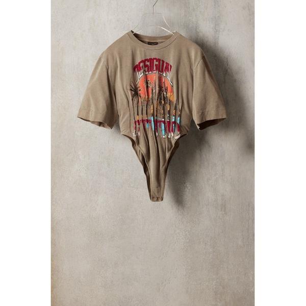 tシャツ 「Desigual Studio」パームツリーフォト Tシャツスタイルボディスーツ レディ...