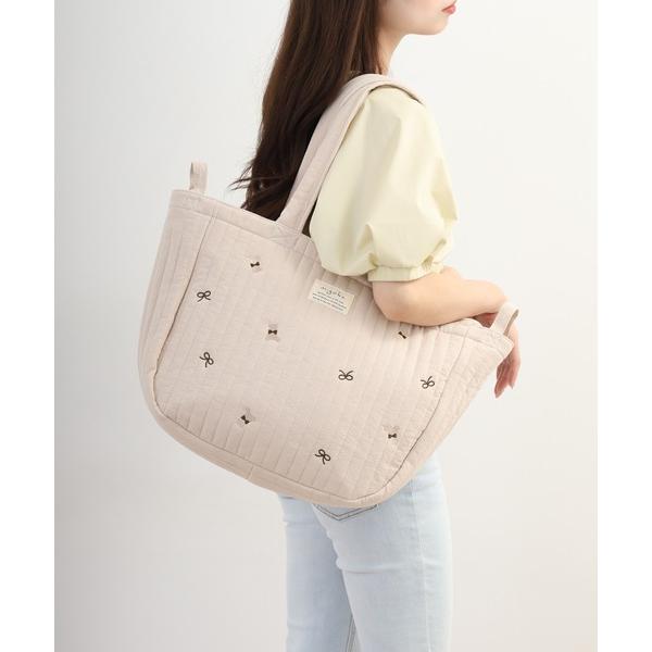 マザーズバッグ migoka ミゴカ ワイドトートバッグ キルティング  刺繍