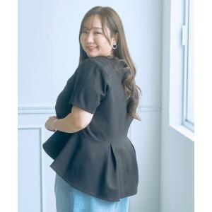 tシャツ 半袖 「大きいサイズ」「らめちゃんコラボ」ペプラムカットソートップス レディース