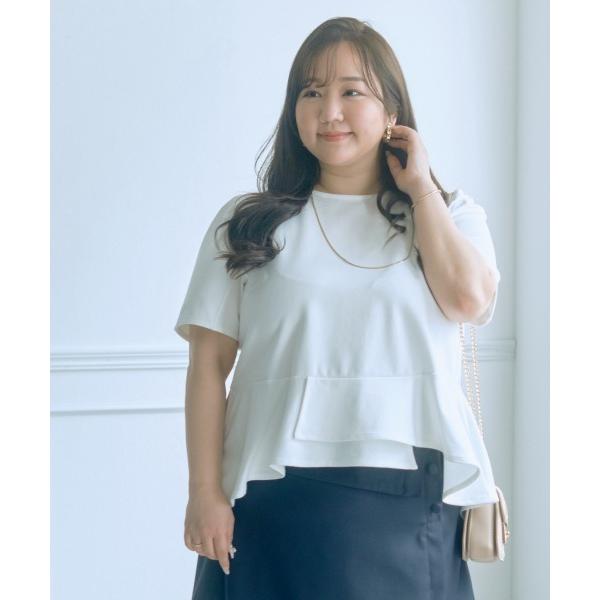tシャツ 「大きいサイズ」「らめちゃんコラボ」ペプラムカットソートップス レディース
