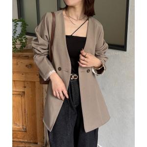 ジャケット テーラードジャケット Vネックペプラムジャケット レディース