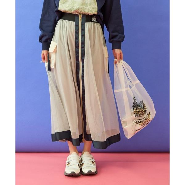 スカート 「FONT LAB」フロントZIPメッシュカーゴスカート