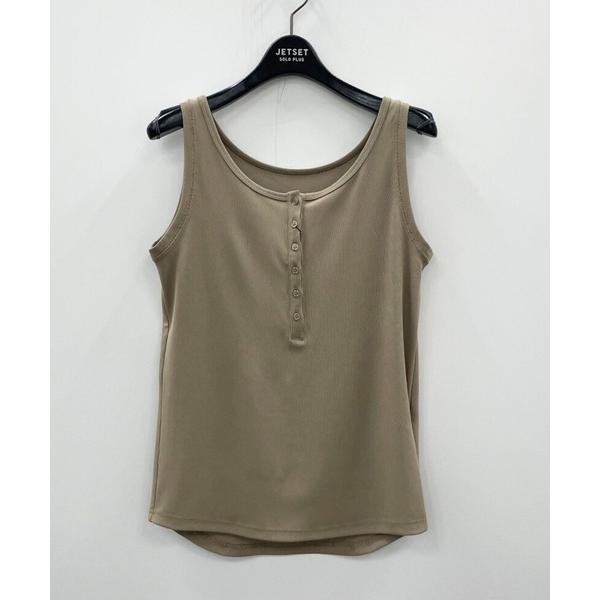 タンクトップ ノースリーブ 「FONT LAB」ヘンリーネックタンクトップ レディース