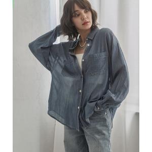 ブラウス シャツ シアーデニムシャツ レディース
