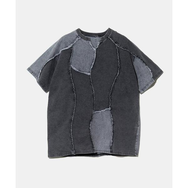 tシャツ mililopiulu/ミリロピュール　ケミカル 裏毛デニム ウェーブTEE レディース