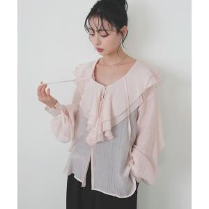 ブラウス シャツ シアーラッフルブラウス レディース