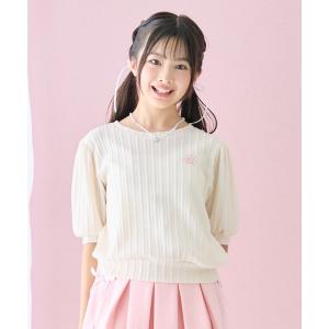 tシャツ ワンポイント ロゴ Tシャツ クラシカル パフスリーブ 半袖 Tシャツ カットソー キッズ 子供服 女の子