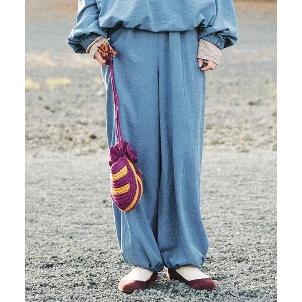 ワイドパンツ パンツ ＭＥＤＥ１９Ｆ　フェイクスウェードのリラックスパンツ「スカイテールブルー」 レ...