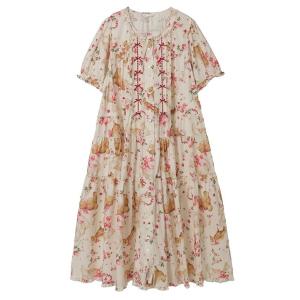 ワンピース テディローズプリントミディワンピース