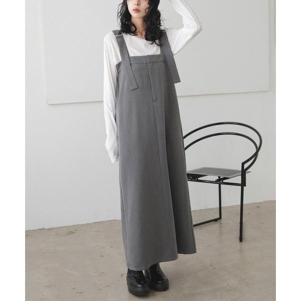 「LIAN」 サロペットスカート FREE チャコールグレー レディース