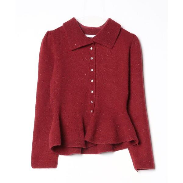 「by muni:r」 ニットカーディガン FREE レッド レディース