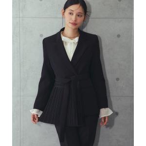 セットアップ プリーツ裾テーラードジャケット＆テーパードパンツ２点セット レディース