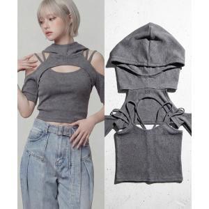 tシャツ キャミ+フーディTセット レディース