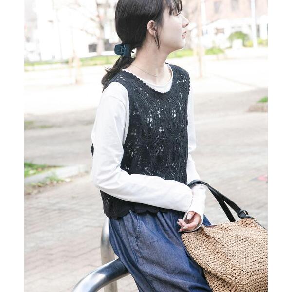 tシャツ カギバリニット×ロングTシャツ レディース