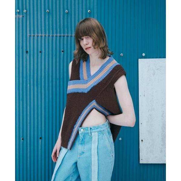 ベスト ジレ crossing knit vest レディース