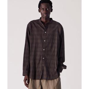シャツ INDIA INDUSTRY | ファインラインチェック バンドカラーシャツ MEN メンズ