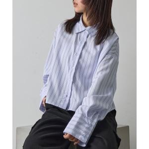 ブラウス シャツ 「2サイズ展開！」ワイドスリーブストライプシャツ レディース