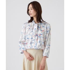 ブラウス シャツ 「ウォッシャブル」サテンフラワープリントブラウス レディース