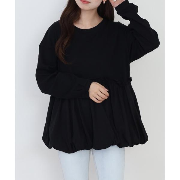 tシャツ ペプラム切替バルーントップス レディース