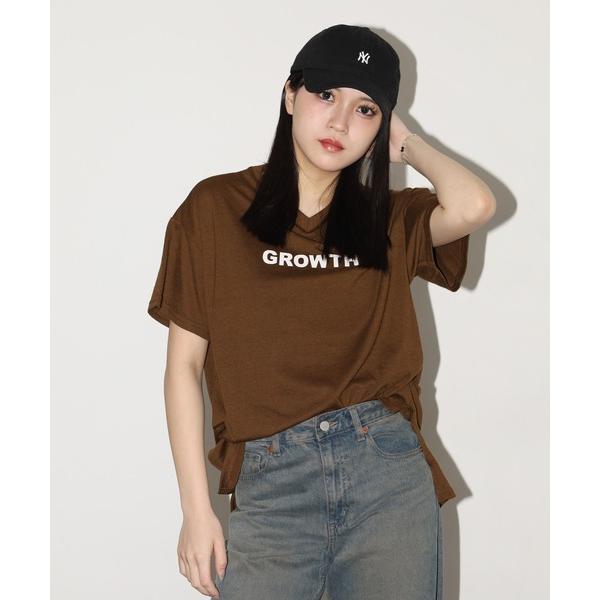 tシャツ バックロゴVネックオーバーサイズT 半袖 レディース