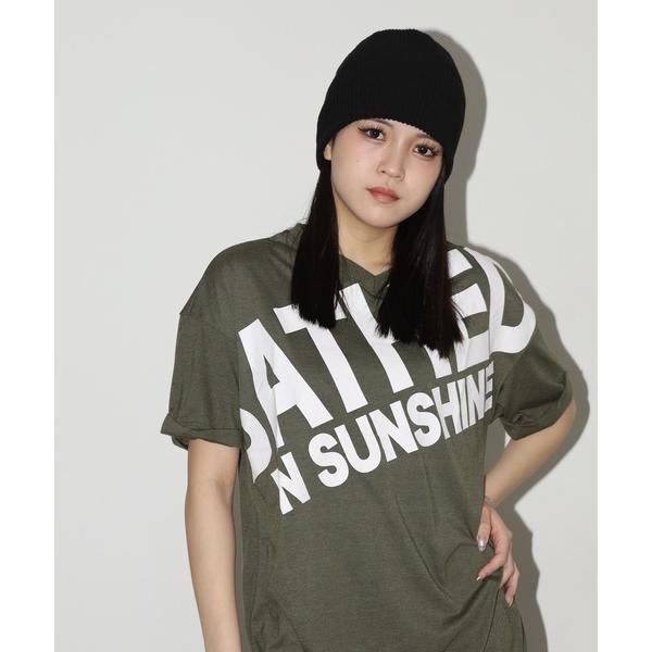 tシャツ 前後BIGロゴVネックオーバーサイズT 半袖 レディース