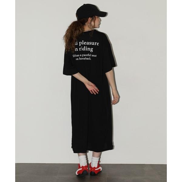 tシャツ バックロゴオーバーサイズTミニワンピ 半袖 レディース