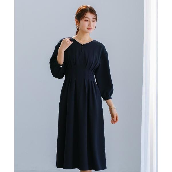 ワンピース 入学式 卒業式 「多機能すぎるワンピース」ダブルピケクロス・タックデザインフレアワンピー...