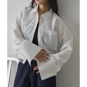 ブラウス シャツ チュール被せショートシャツ レディース