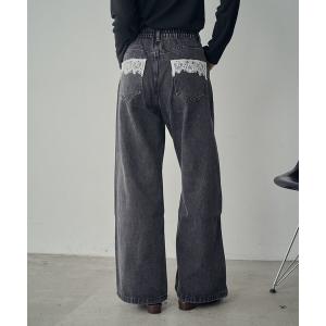 ジーンズ デニム デニムパンツ ポケットレースワイドデニム レディース