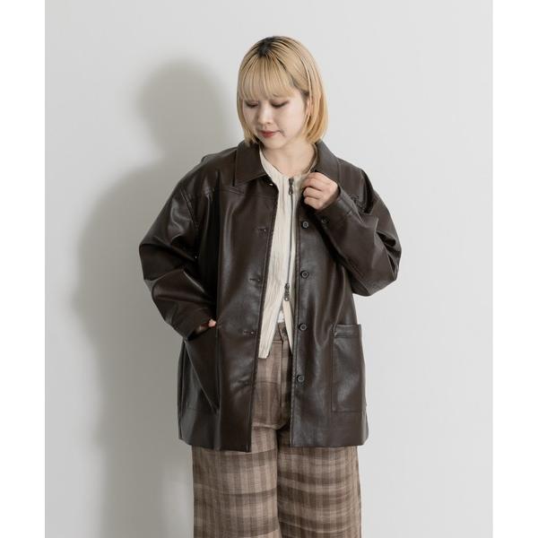 コート アウター MIDIUMISOLID　synthetic leather over size ...