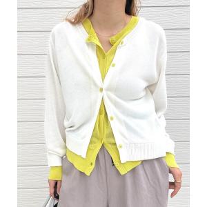 カーディガン レイヤード風バイカラーカーディガン レディース