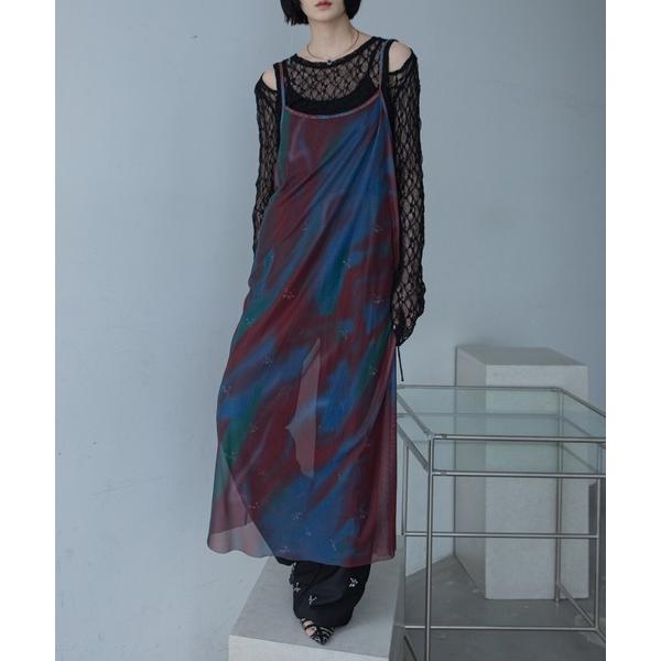 ワンピース ニュアンス柄シアーキャミワンピース