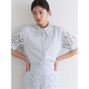 ブラウス シャツ 入学式 卒業式 ケミカルレースハーフスリーブシャツ レディース