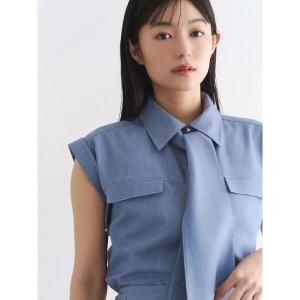 ブラウス シャツ 入学式 卒業式 デニムライクボウタイフレンチブラウス レディース