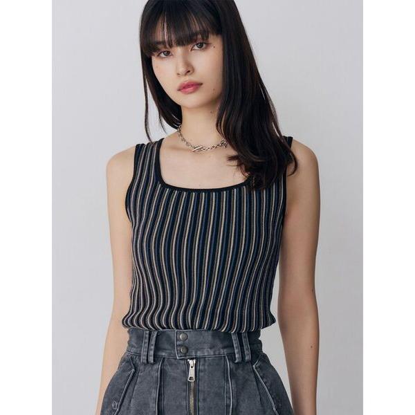ニット セーター ランダムガーターニットタンク　夏服 レディース