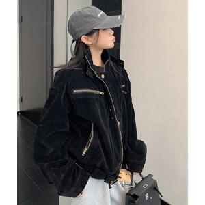 ブルゾン アウター 韓国ファッション ヴィンテージスエードショート丈ブルゾン レディース メンズ